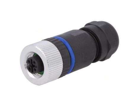 Złącze M12 wtyk PIN: 4 żeńskie 250V proste IP67 na przewód PXPPAM12FBF04ASTPG9