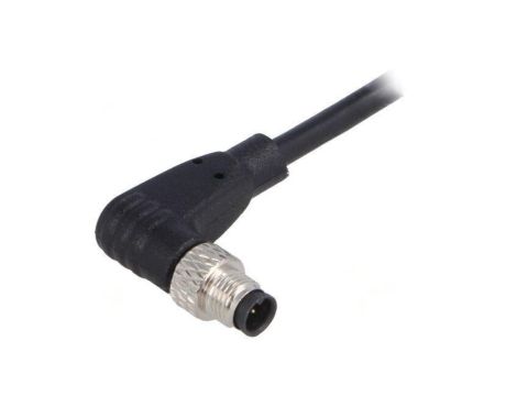 Złącze M5 wtyk męskie przewody PIN: 4 1A kątowe IP67 60V 1m PXPPVC05RAM04ACL010PVC