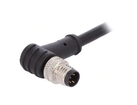 Złącze M8 męskie PIN: 4 3A 30V IP67 kątowe na przewód wtyk PXPPVC08RAM04ACL010PVC