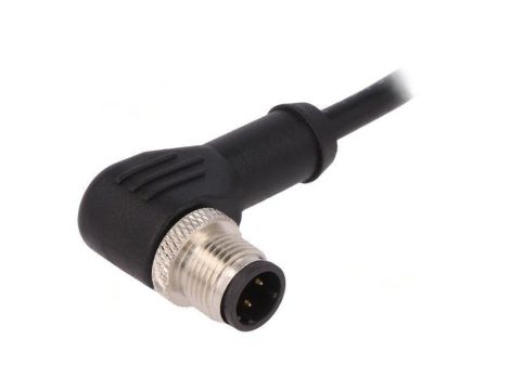 Złącze M12 wtyk męskie PIN: 4 kątowe kod D-Ethernet 4A 250V PXPPVC12RAM04DCL010PVC