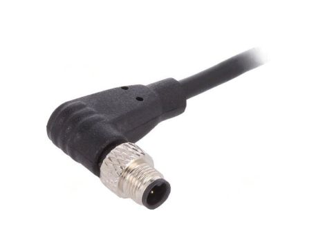 Złącze M5 wtyk męskie przewody PIN: 3 1A kątowe IP67 60V 1m PXPPVC05RAM03ACL010PVC