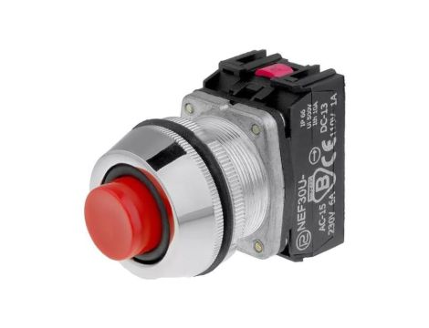 Przełącznik przyciskany, Ilość pozycji stabilnych: 1, NC + NO, czerwony, 30mm NEF30-UWCXY