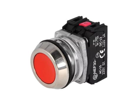Przełącznik przyciskany, Ilość pozycji stabilnych: 1, NC + NO, czerwony, 30mm NEF30-KCXY