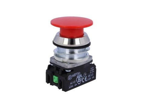 Przełącznik przyciskany, Ilość pozycji stabilnych: 1, NC + NO, czerwony, 30mm NEF30-DCXY