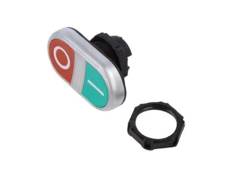 Przełącznik podwójny, Poz.stab: 1, czerwony/zielony, płaski, 22mm LPCBL7123