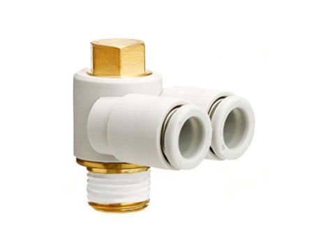 Złączka wtykowa gwintowana,kątowa 90 -1-10bar Gwint R 1/4 KQ2Z06-02AS