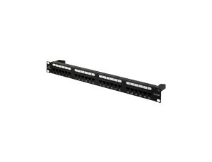 Patch panel RACK 19 kat.6A 24p UTP z półką czarny Alantec