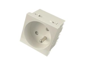 Gniazdo zasilające 230V 2P+Z 2M 45x45 z kluczem białe Mediabox do budowy gniazd modułowych wielokrotnych Alantec