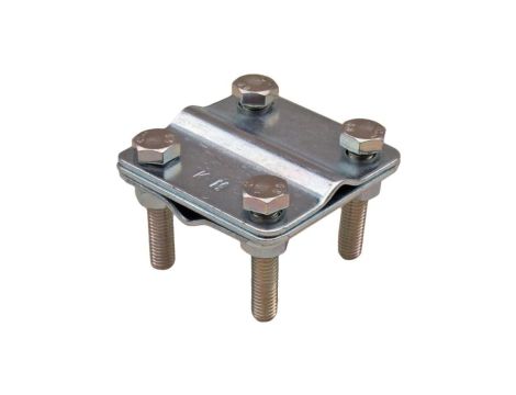 Złącze krzyżowe odgromowe 2P masztu (62x62mm, dwie płytki, 4xM8) ocynk galwaniczny drut KM GROM