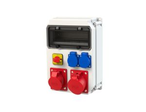 Rozdzielnica budowlana ECOLINE hermetyczna IP54 Bez zabezpieczeń z wyłącznikiem + 16A/5P + 32A/5p + 2x230V/2P+Z PCE 90EKO003