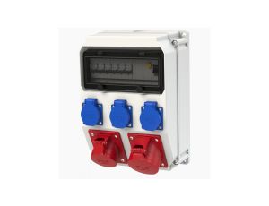 Rozdzielnica budowlana ADAMÓW hermetyczna IP54 z zabezpieczeniem + 1x16A/5PxC16 +1x32A5p + 3x230V/2P+Zx3xC16 PCE 9036510W