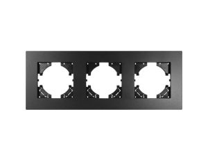 Ramka potrójna MODERN-Q, czarne aluminium gładkie (linia Alu Pure)