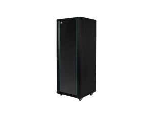 Szafa stojąca RACK 19 22U 600x600mm drzwi szklane czarna (złożona) NEKU FLR GREEN + wyposażenie