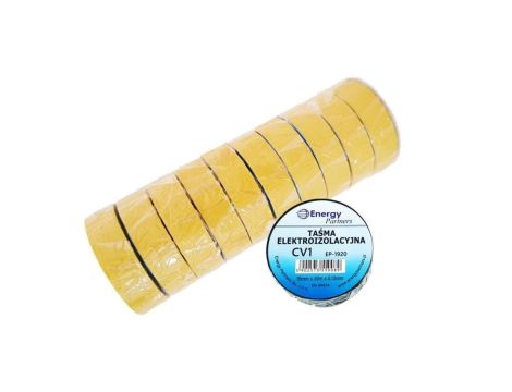 CV1 (EP-1920) ŻÓŁ10 - taśma elektroizolacyjna PCW (zestaw 10 rolek 19mm x 20m x 0.13mm) żółta