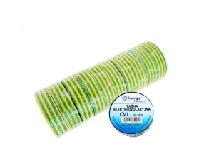 CV1 (EP-1920) ŻZI10 - taśma elektroizolacyjna PCW (zestaw 10 rolek 19mm x 20m x 0.13mm) żółto-zielona