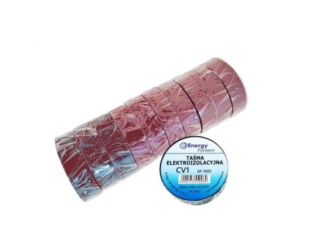 CV1 (EP-1920) BRĄ10 - taśma elektroizolacyjna PCW (zestaw 10 rolek 19mm x 20m x 0.13mm) brązowa