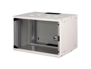 Szafa sieciowa wisząca 19 7U, SOHO PRO 370 x 540 x 400 mm, drzwi szyba, szary, niezłożona, 60kg DN-49202