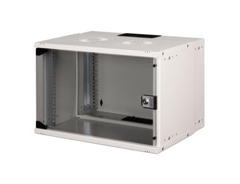 Szafa sieciowa wisząca 19 7U, SOHO PRO 370 x 540 x 400 mm, drzwi szyba, szary, niezłożona, 60kg DN-49202