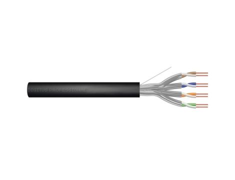 Kabel instalacyjny zewnętrzny żelowany DIGITUS kat.6A,U/FTP, Fca, AWG 23/1, PE, 500m, czarny, szpula DK-1621-A-VH-5-OD