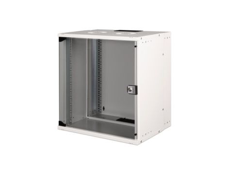 Szafa sieciowa wisząca 19 12U, SOHO PRO 595 x 540 x 400 mm, drzwi szyba, szary, niezłożona, 60kg DN-49206