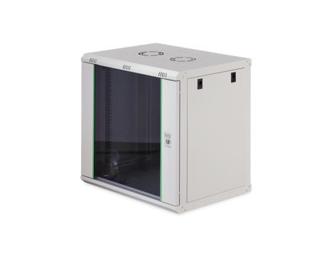 Szafa sieciowa wisząca Dynamic 19 12U rack 600x450, drzwi szyba, szary, niezłożona, 60kg DN-37108