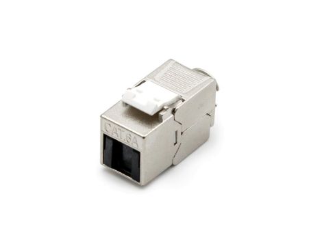 Moduł (gniazdo) Keystone RJ45 (8P8C) kat.6A, STP, ekranowany, beznarzędziowy, osłona przeciwpyłowa DN-93615-D