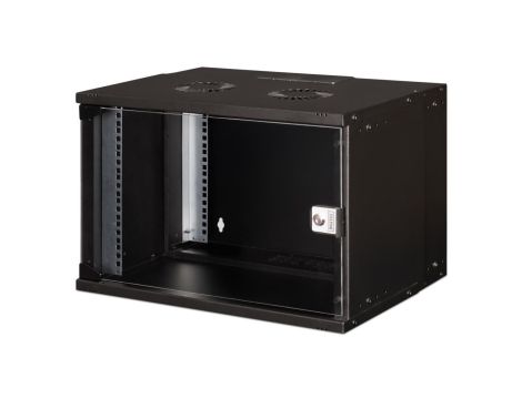 Szafa sieciowa wisząca 19 7U, SOHO PRO 370 x 540 x 400 mm, drzwi szyba, czarny, niezłożona, 60kg DN-49203