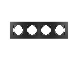 Ramka poczwórna MODERN-Q, czarne aluminium gładkie (linia Alu Pure)