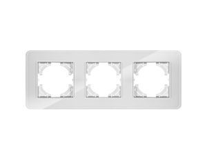 Ramka potrójna MODERN-Q, białe szkło (linia Crystal)