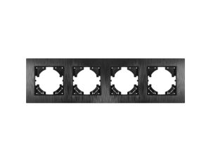 Ramka poczwórna MODERN-Q, czarny plastik szczotkowany (linia Basic Touch)