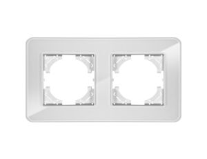 Ramka podwójna MODERN-Q, białe szkło (linia Crystal)