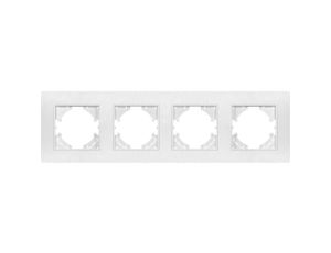 Ramka poczwórna MODERN-Q, biały plastik szczotkowany (linia Basic Touch)