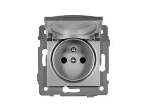 Gniazdo pojedyncze 2P+Z z klapką MODERN-Q, 16A-250V~, szare