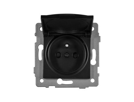 Gniazdo pojedyncze 2P+Z z klapką MODERN-Q, 16A-250V~, czarne