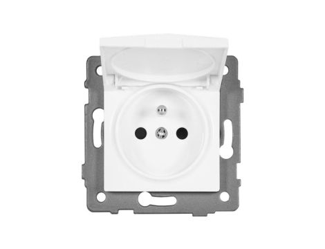Gniazdo pojedyncze 2P+Z z klapką MODERN-Q, 16A-250V~, białe