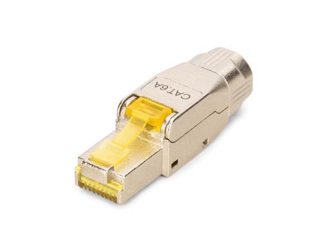 Wtyk modularny RJ45 kat.6A, PoE++, 10GbE, ekranowany, metalowy, beznarzędziowy, AWG 27-22,linka/drut DN-93638