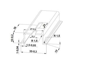 Szyna TS 35x15 ocynk (perforowana 5,2x25mm) - 1000 mm (za szt.)