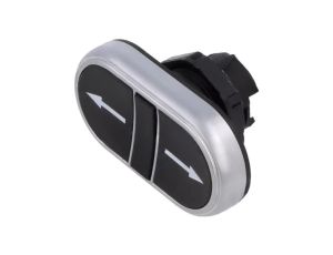 Przełącznik podwójny, Poz.stab: 1, czarny/czarny, płaski, 22mm LPCB7191