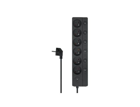 Listwa ochronna DPM z wyłącznikami - 6 gniazd AC 1,4m biało-szara