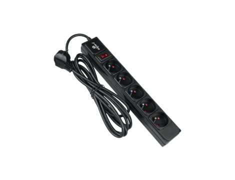 Listwa ochronna DPM z wyłącznikiem - 5 gniazd 1,5M czarna