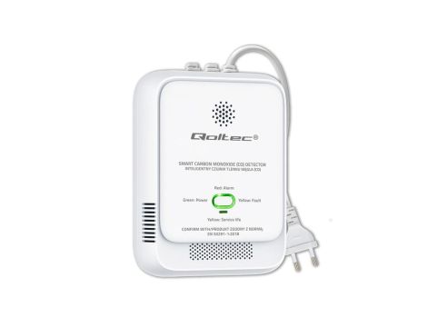 Qoltec Certyfikowany Czujnik tlenku węgla (czadu) detektor CO alarm 85dB LED