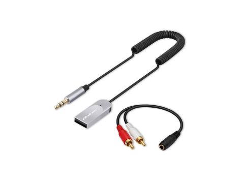 Qoltec Bezprzewodowy adapter odbiornik dźwięku Audio HiFi HomeiCar Bluetooth 6.0 2 x RCA 1 x AUX MiniJack 3.5mm USB Mikrofon