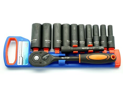 ADLER ZESTAW 1/2" GRZECHOTKA+NASADKI DŁUGIE 12szt. UDAROWE