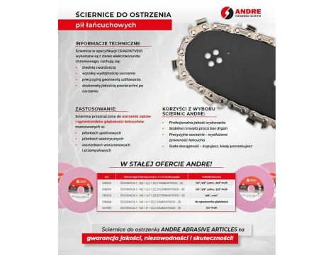 ANDRE ŚCIERNICA DO OSTRZENIA ŁAŃCUCHÓW 145 x 3,2 x 22,2mm CRA60K7VE01 - 35