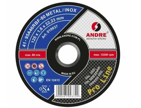 ANDRE TARCZA DO METALU 125 x 1,6mm METAL/INOX PRO LINE 95A46R
