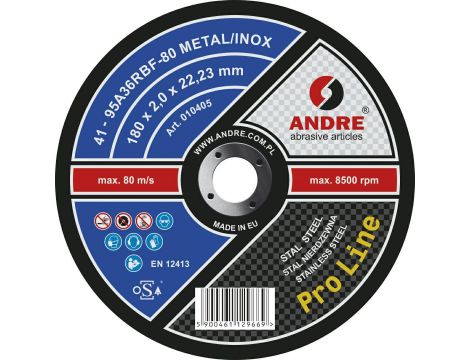 ANDRE TARCZA DO METALU 180 x 2,0mm METAL/INOX PRO LINE 95A36RBF