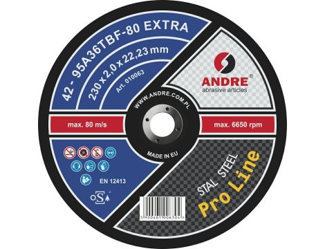 ANDRE TARCZA DO METALU 230 x 2,0mm METAL ODGIĘTA PRO LINE