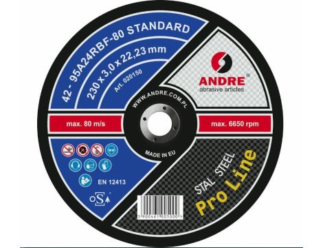 ANDRE TARCZA DO METALU 230 x 3,0mm STANDARD PRO LINE 95A24RBF
