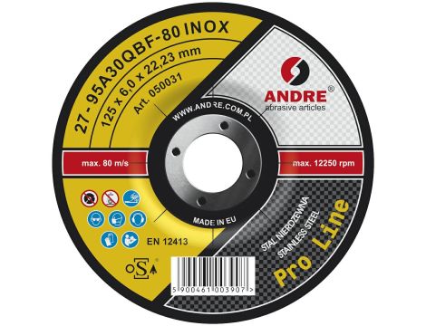 ANDRE TARCZA DO SZLIFOWANIA METALU 125 x 6,0mm INOX PRO LINE 95A30QBF