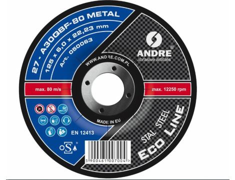 ANDRE TARCZA DO SZLIFOWANIA METALU 125 x 6,0mm METAL ECO LINE A30QBF